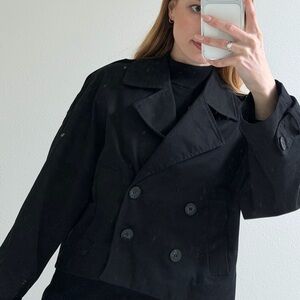 Black Double-Breasted cropped trench